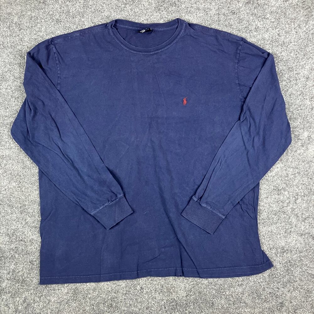 Polo Ralph Lauren T-Shirt Mens Size XL Navy Long Sleeve Crew Neck Logo Tee
